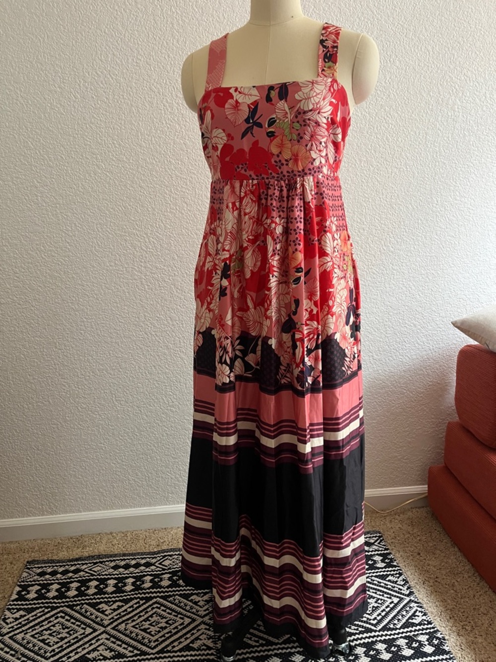 Floral Pink Maxi Sundress with Wide Straps